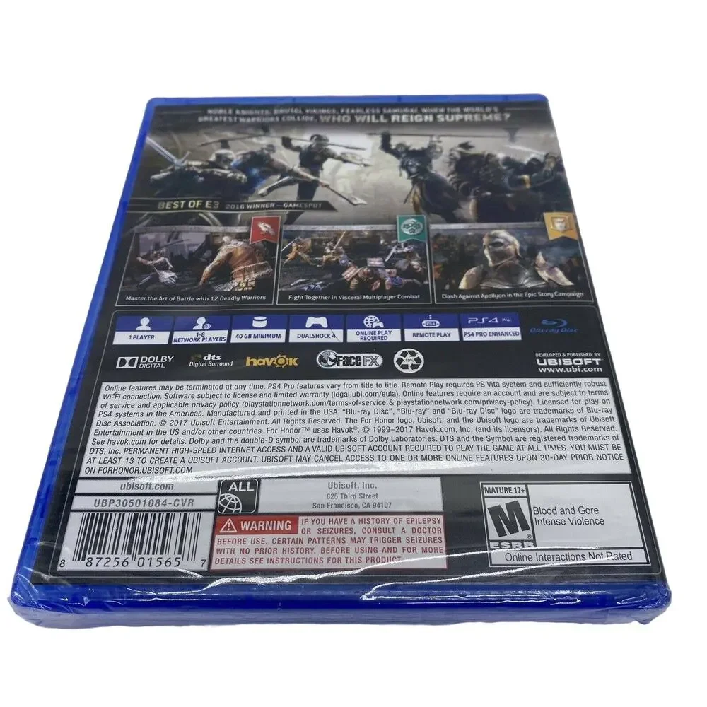 For Honor (Sony PlayStation 4, 2017) NIB Sealed